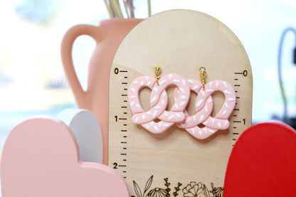 Pink Heart Pretzel Earrings