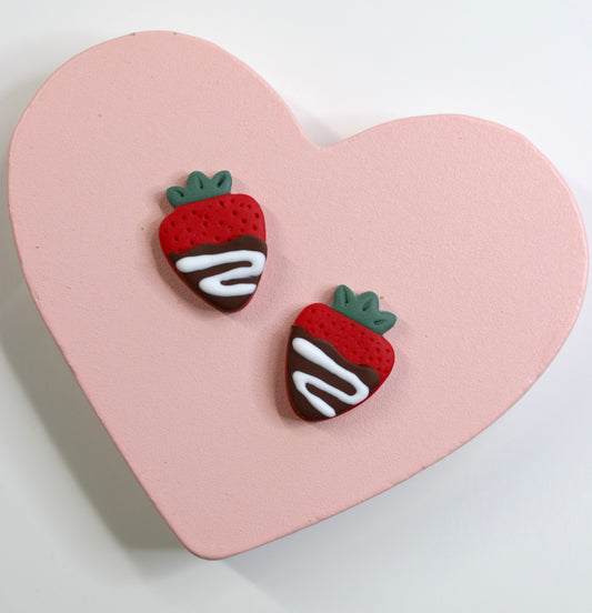 Chocolate Covered Strawberry Stud Earrings