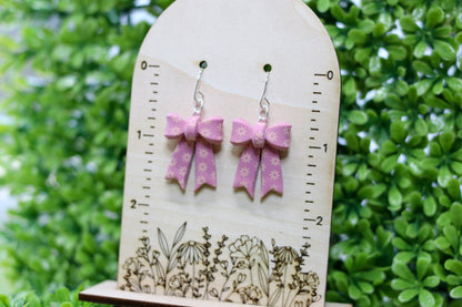 Pink Daisy Bow Earrings