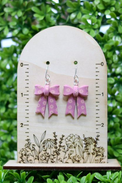 Pink Daisy Bow Earrings