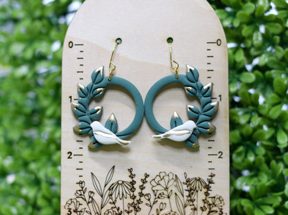 Sage Dove Wreath Earrings