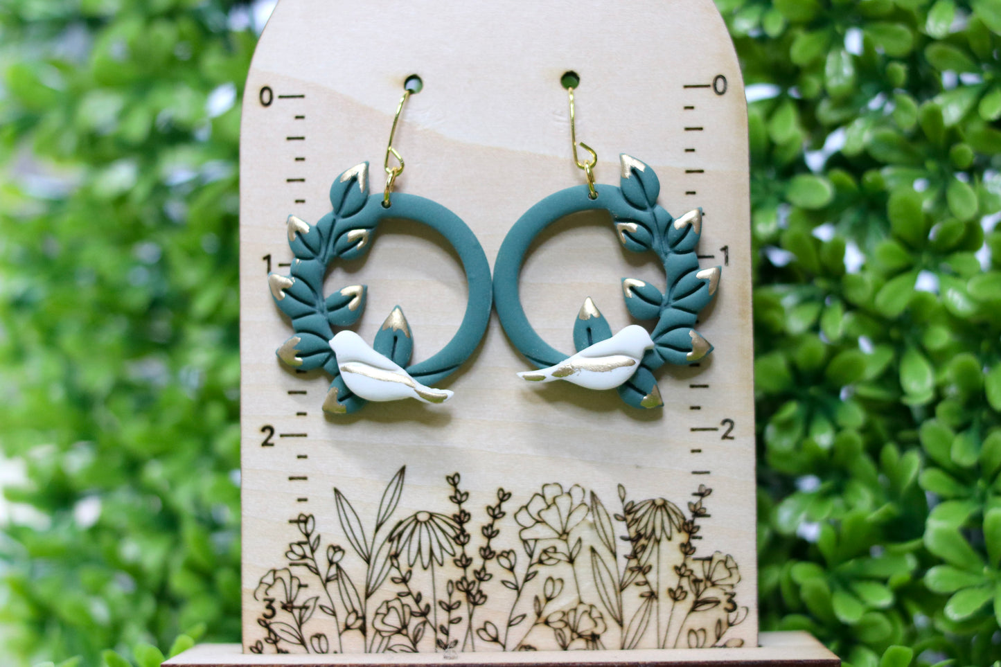 Sage Dove Wreath Earrings