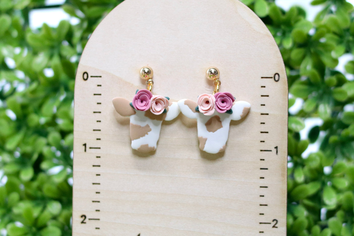 Spring Floral Cow Earrings