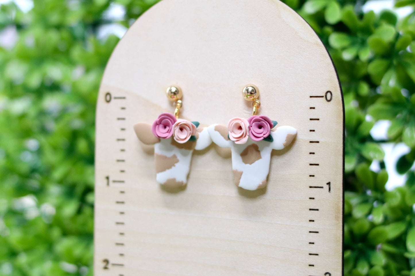 Spring Floral Cow Earrings