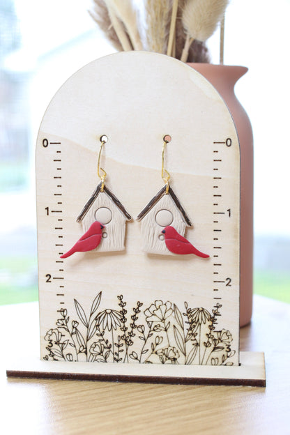 Cardinal Bird House Earrings