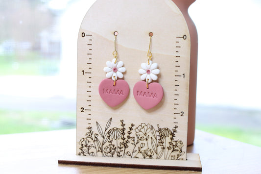 Mama Heart Dangle Earrings