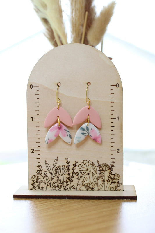 Pink Floral Arch Earrings