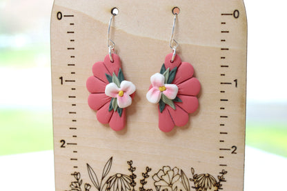 Half Flower Pink Earrings