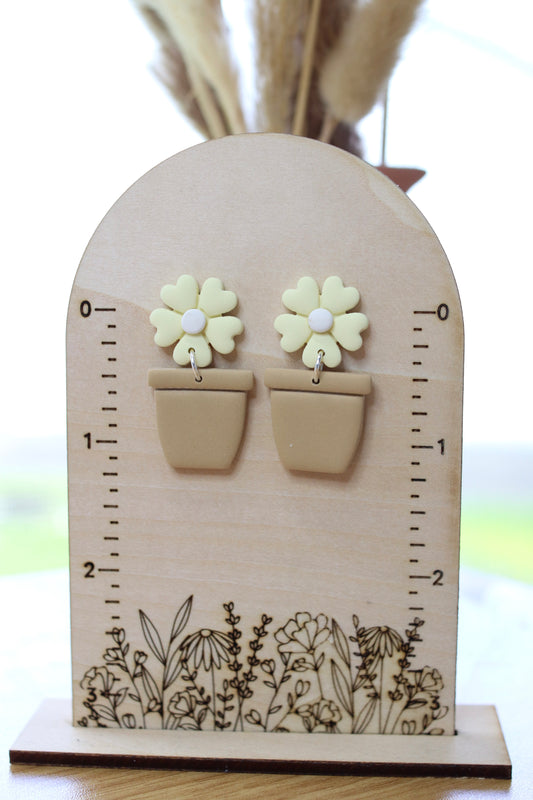 Yellow Daisy Pot Earrings