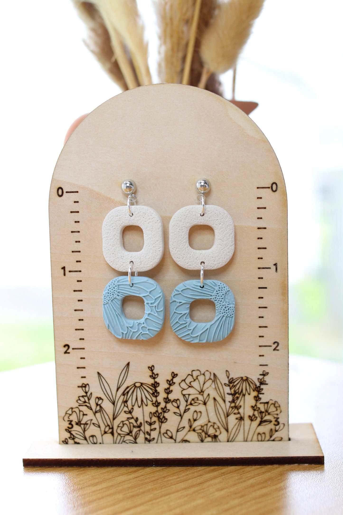 Blue Square Earrings