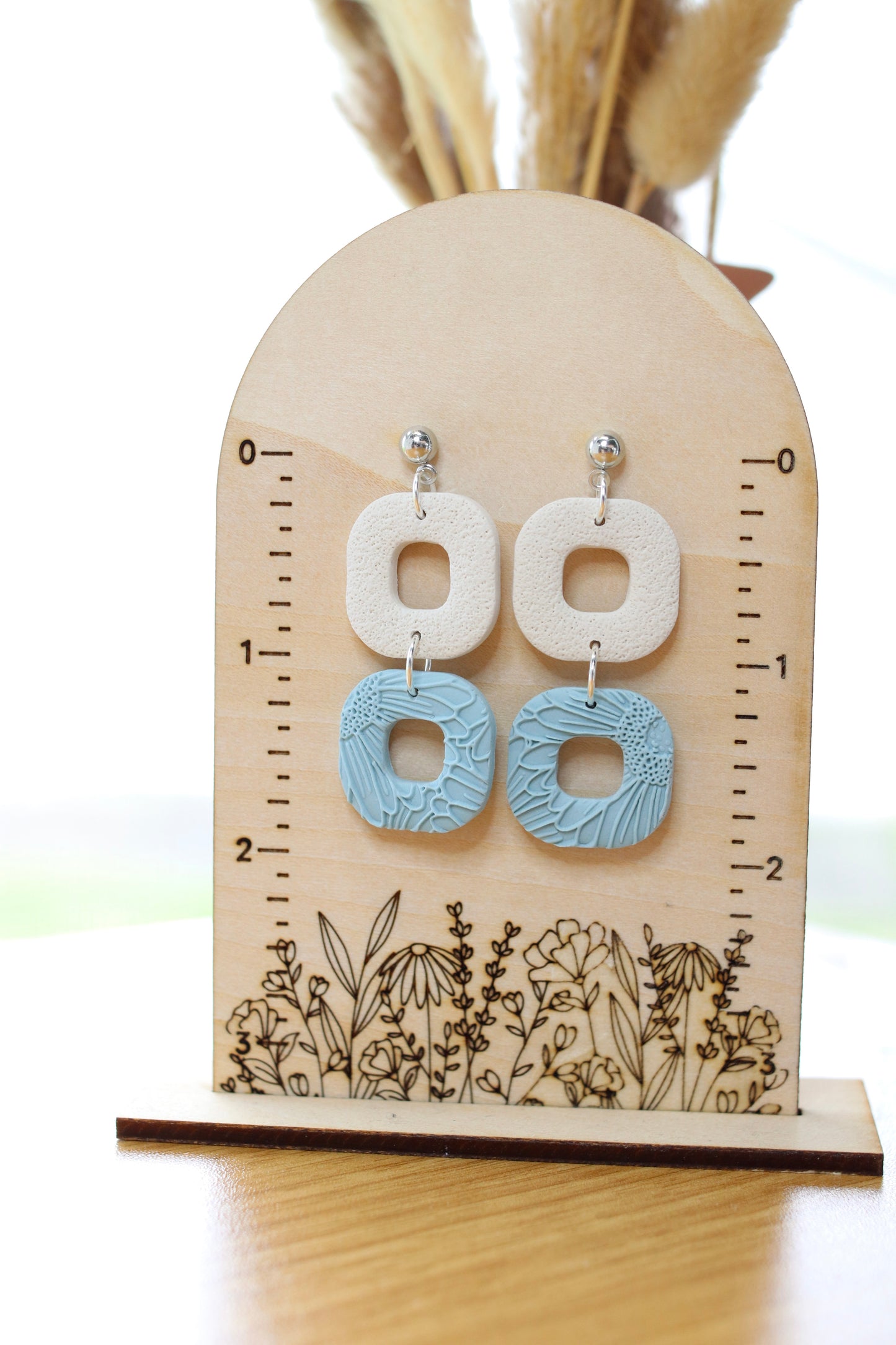 Blue Square Earrings