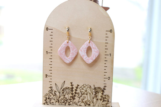 Pink Floral Diamond Earrings