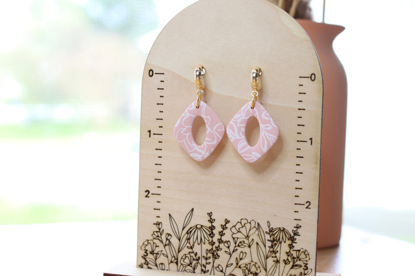 Pink Floral Diamond Earrings