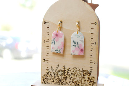 Pink and White Flower Earrings