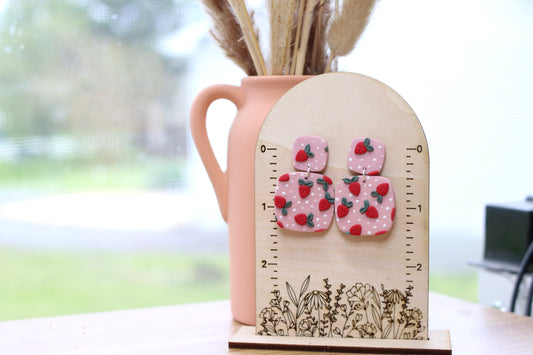 Strawberry Patch Large Square Earrings