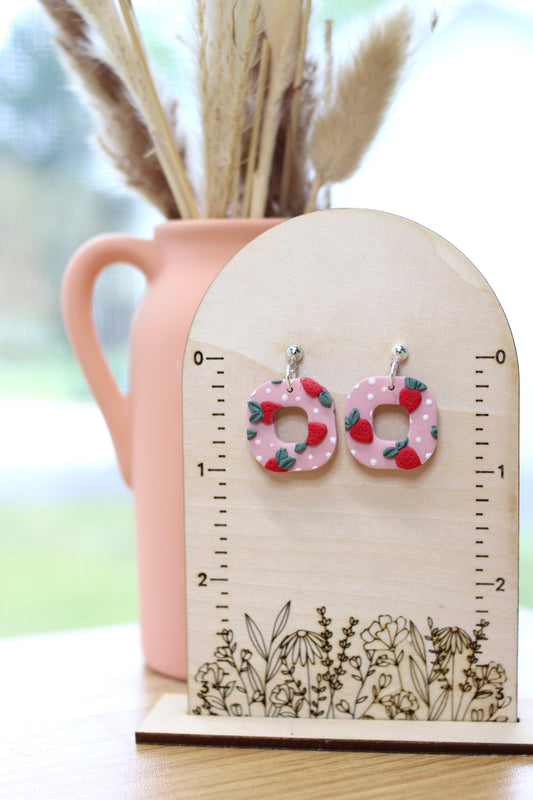 Strawberry Patch Small Square Earrings