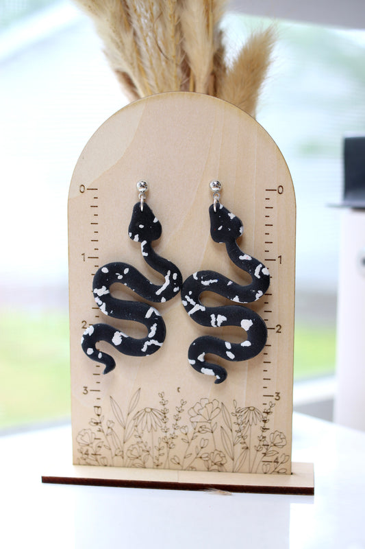 Black and White Snake Earrings