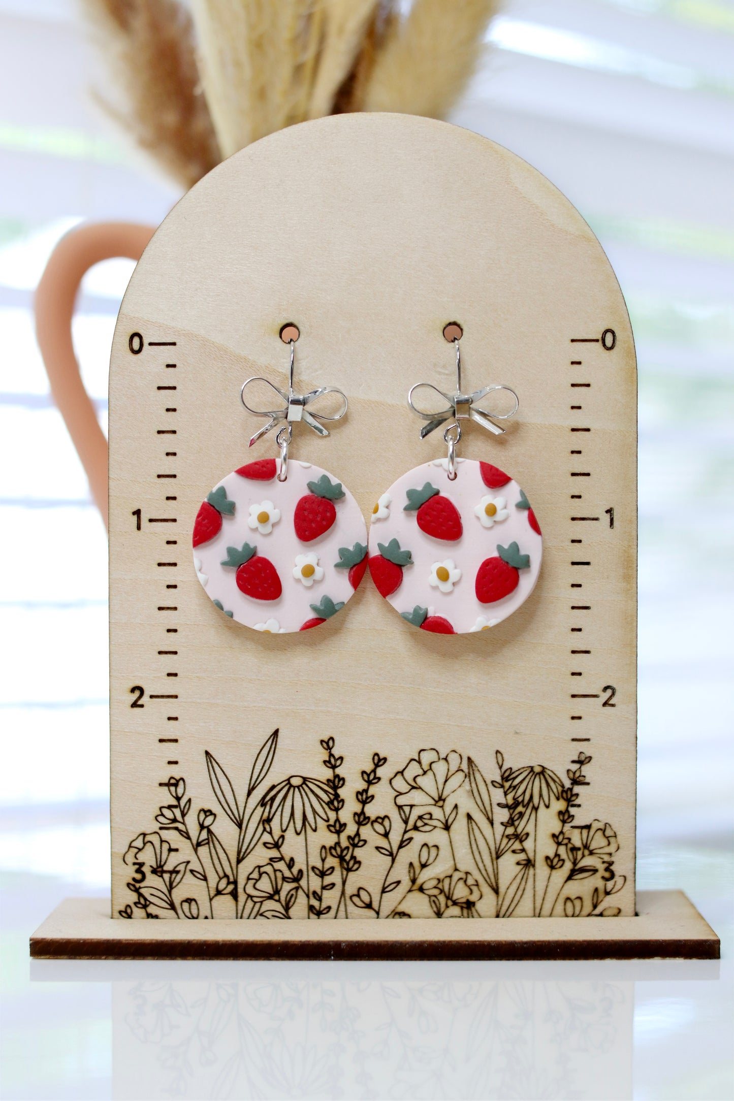 Strawberry Daisy Slab Earrings