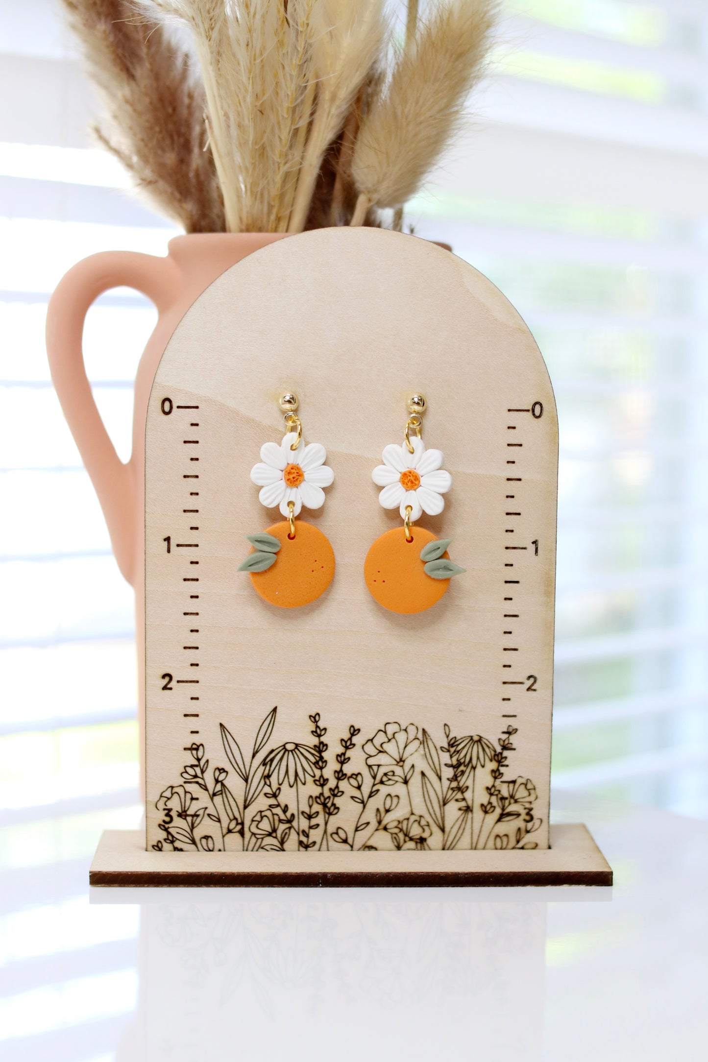 Orange Daisy Earrings