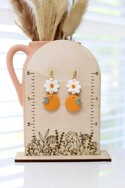 Orange Daisy Earrings