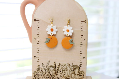 Orange Daisy Earrings