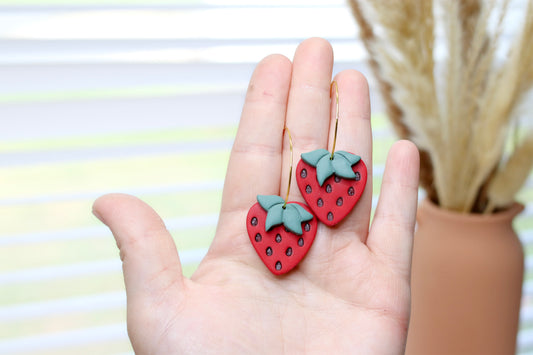 Hoop Strawberry Earrings