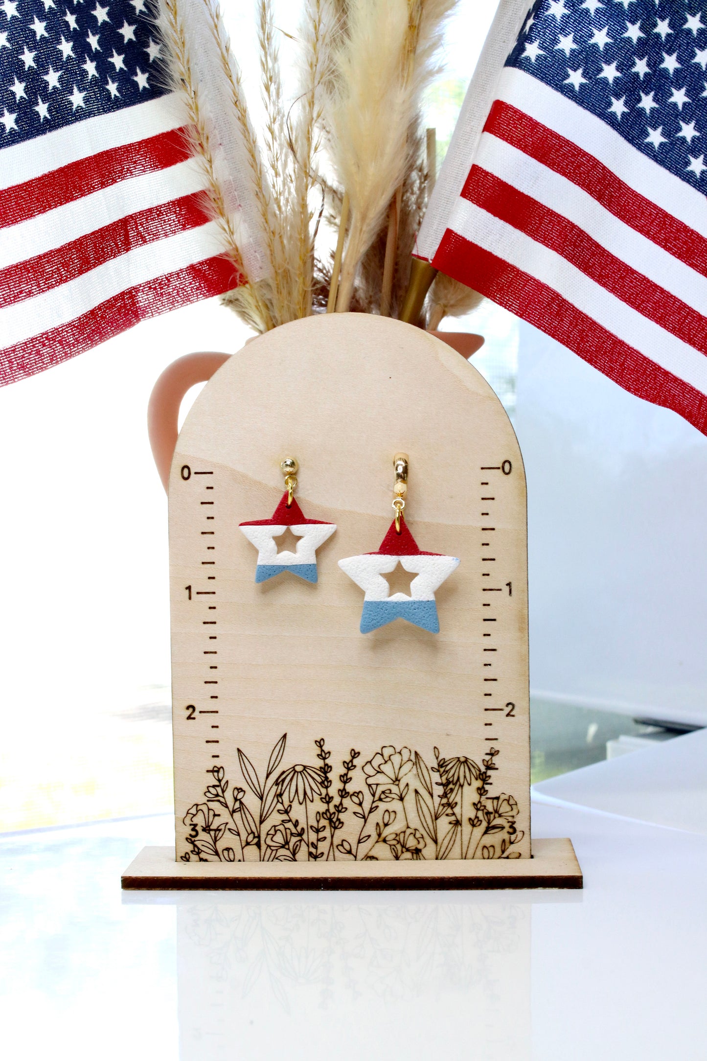 Patriotic Striped Star Earrings