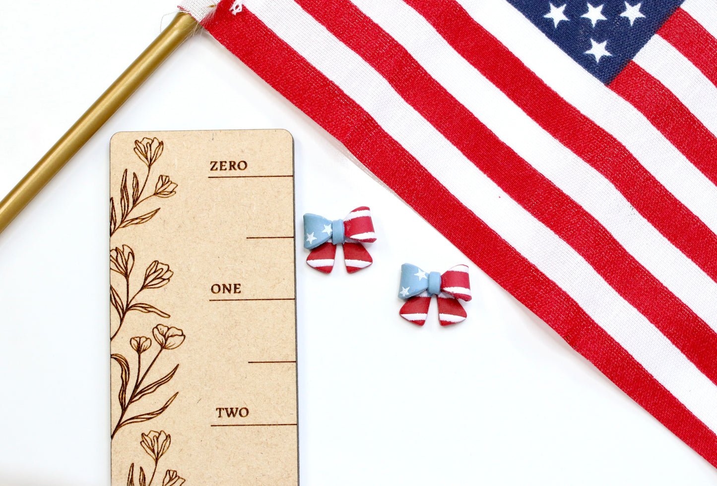 American Flag Bow Stud Earrings