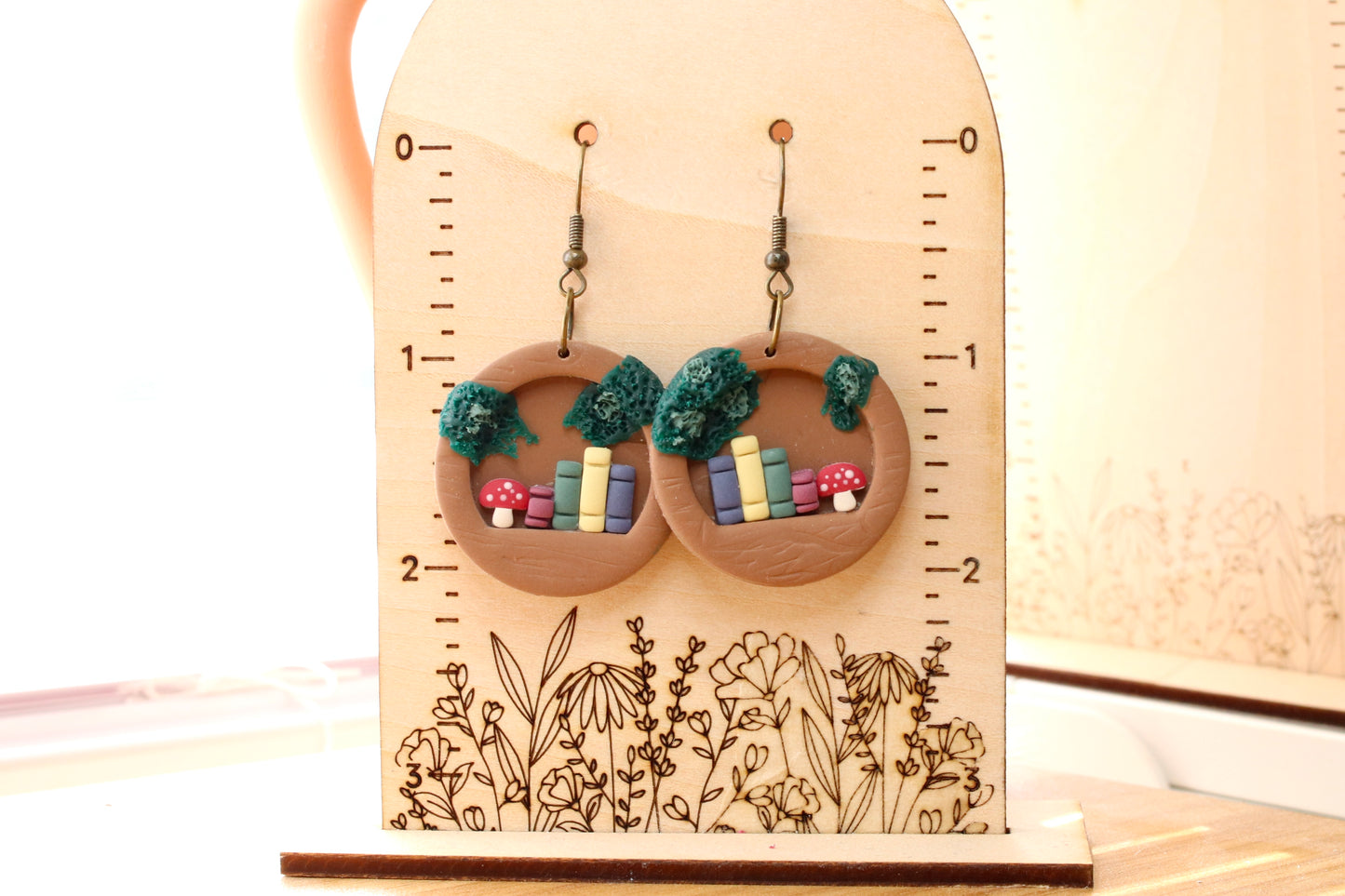 Mushroom Bookshelf Earrings