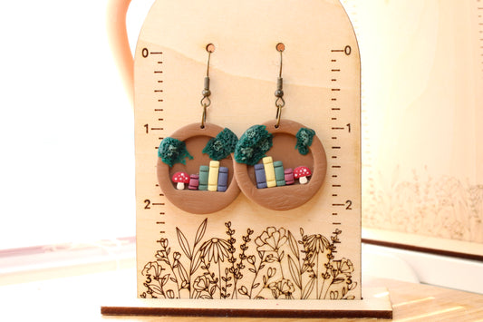 Mushroom Bookshelf Earrings