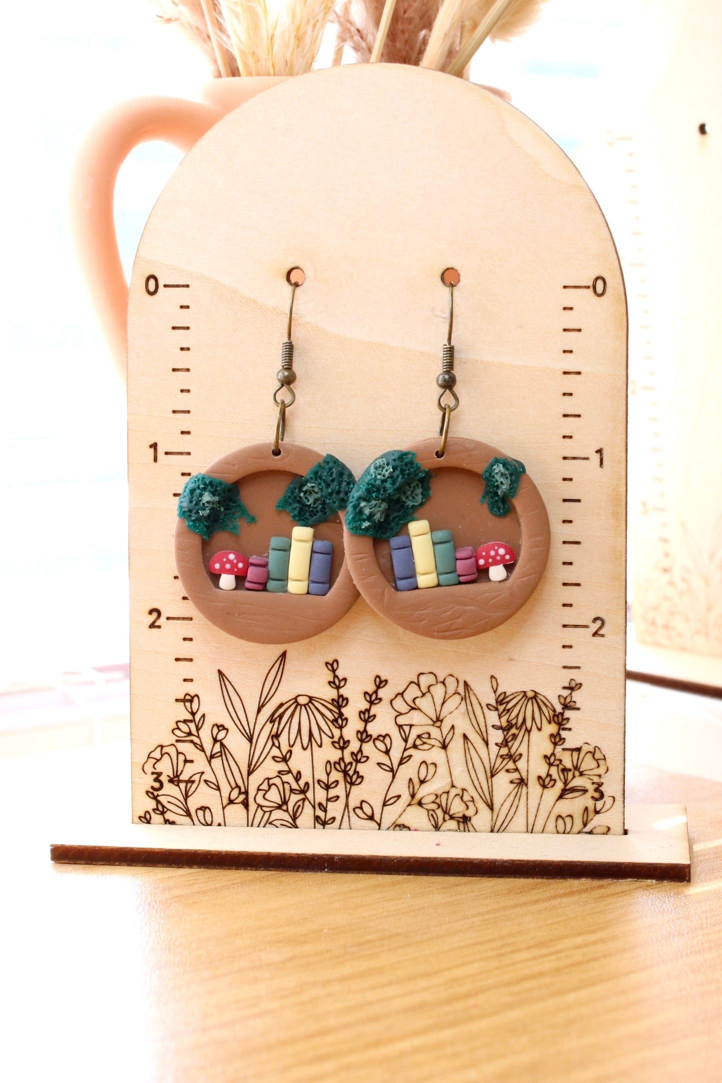 Mushroom Bookshelf Earrings