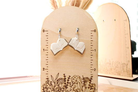 Brown Open Book Earrings