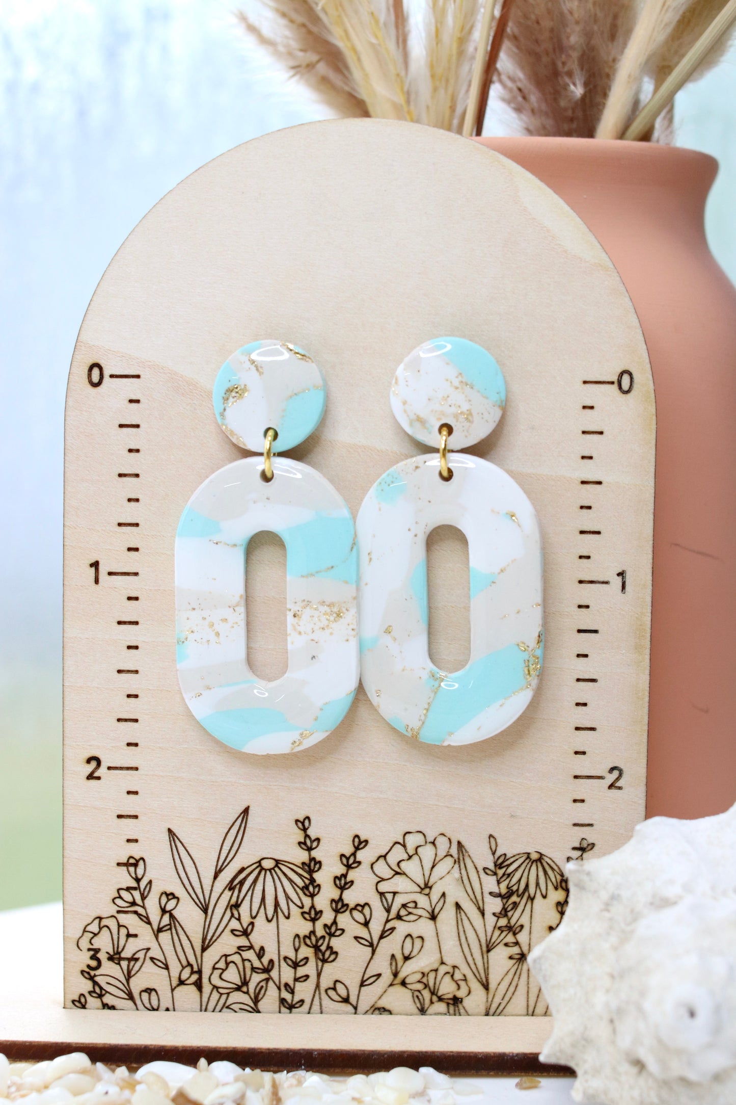 Ocean Marble Oval Earrings