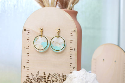 Ocean Marble Circle Earrings