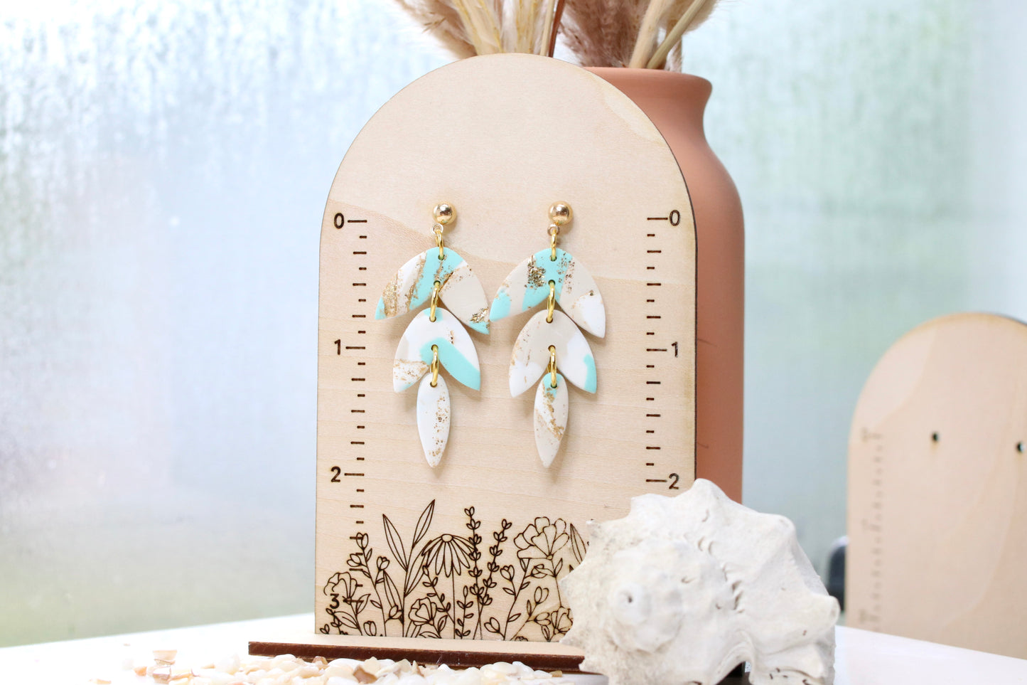 Ocean Marble Tri Arch Earrings