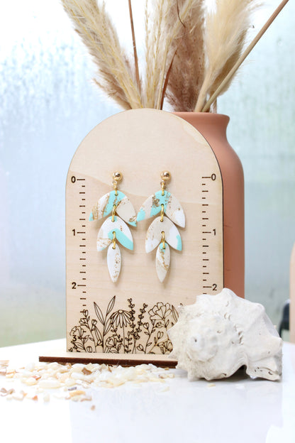 Ocean Marble Tri Arch Earrings