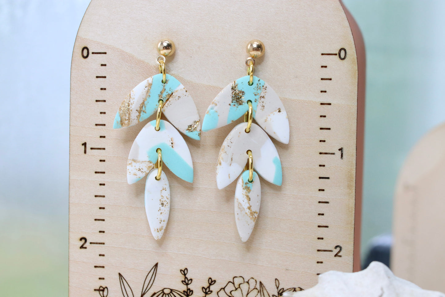 Ocean Marble Tri Arch Earrings