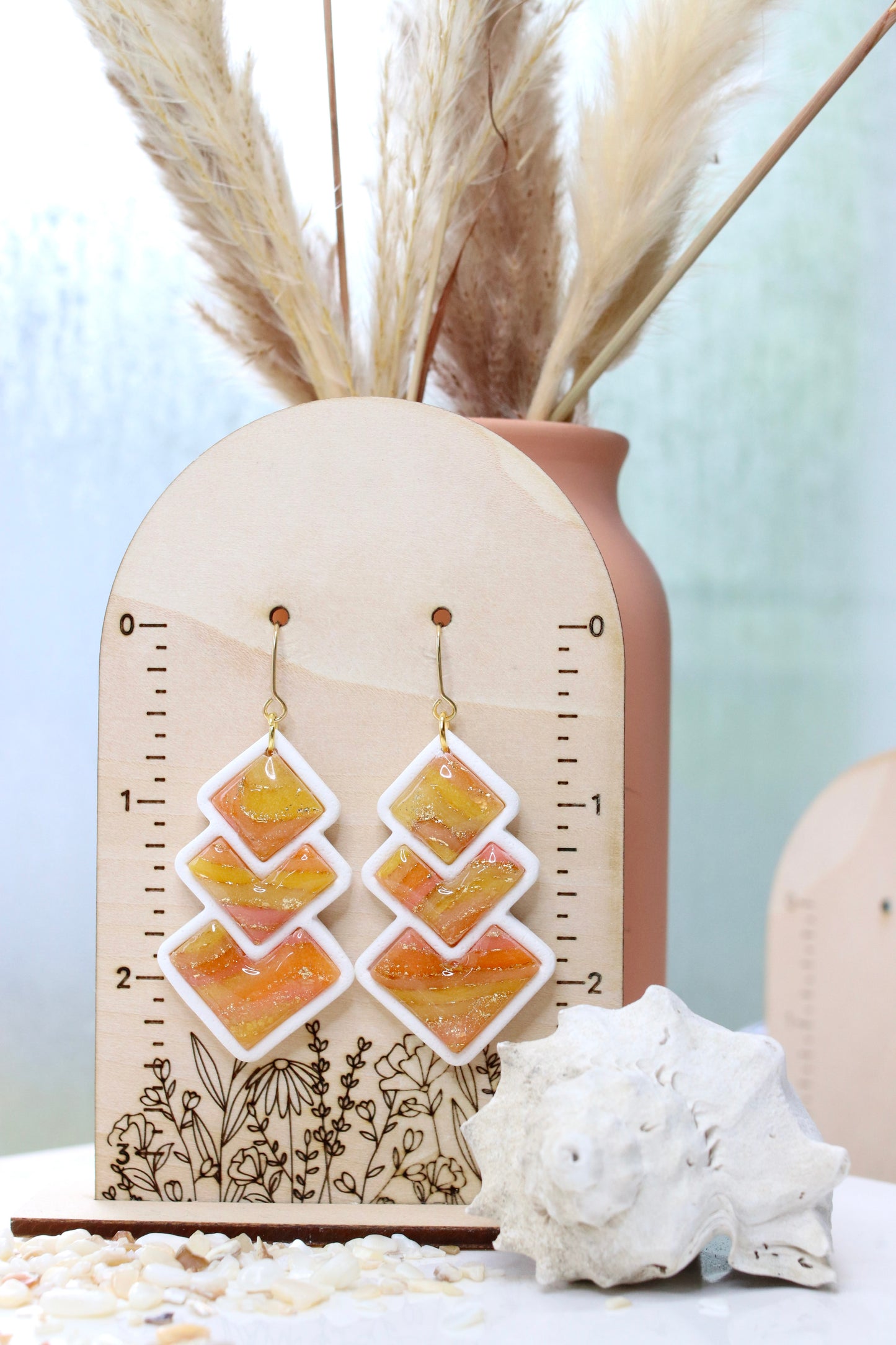 Peach Sunset Diamond Earrings