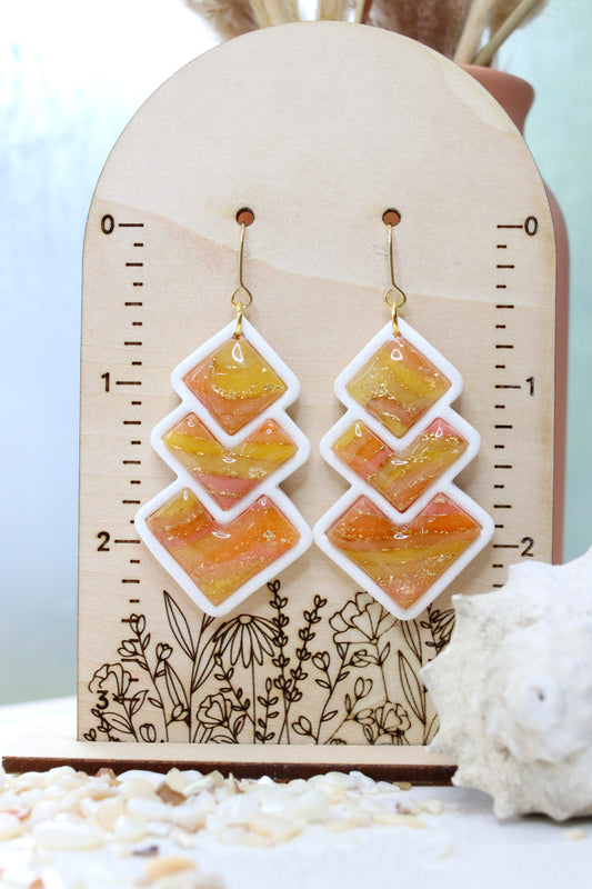 Peach Sunset Diamond Earrings