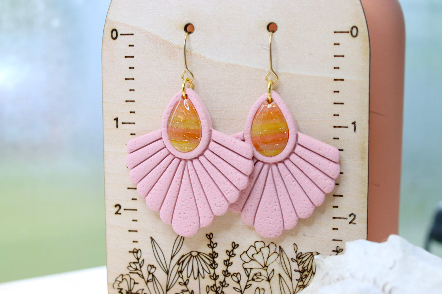 Peach Sunset Scallop Earrings