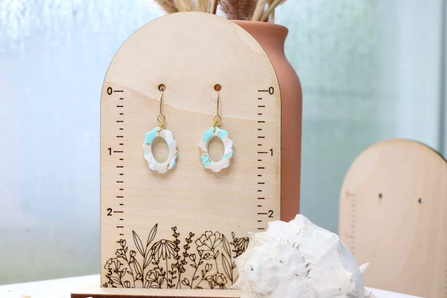 Ocean Marble Scallop Earrings