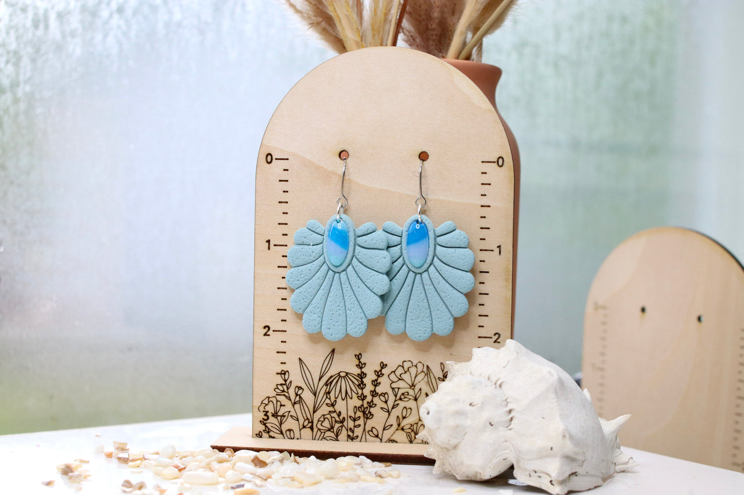 Ocean Stone Scallop Earrings