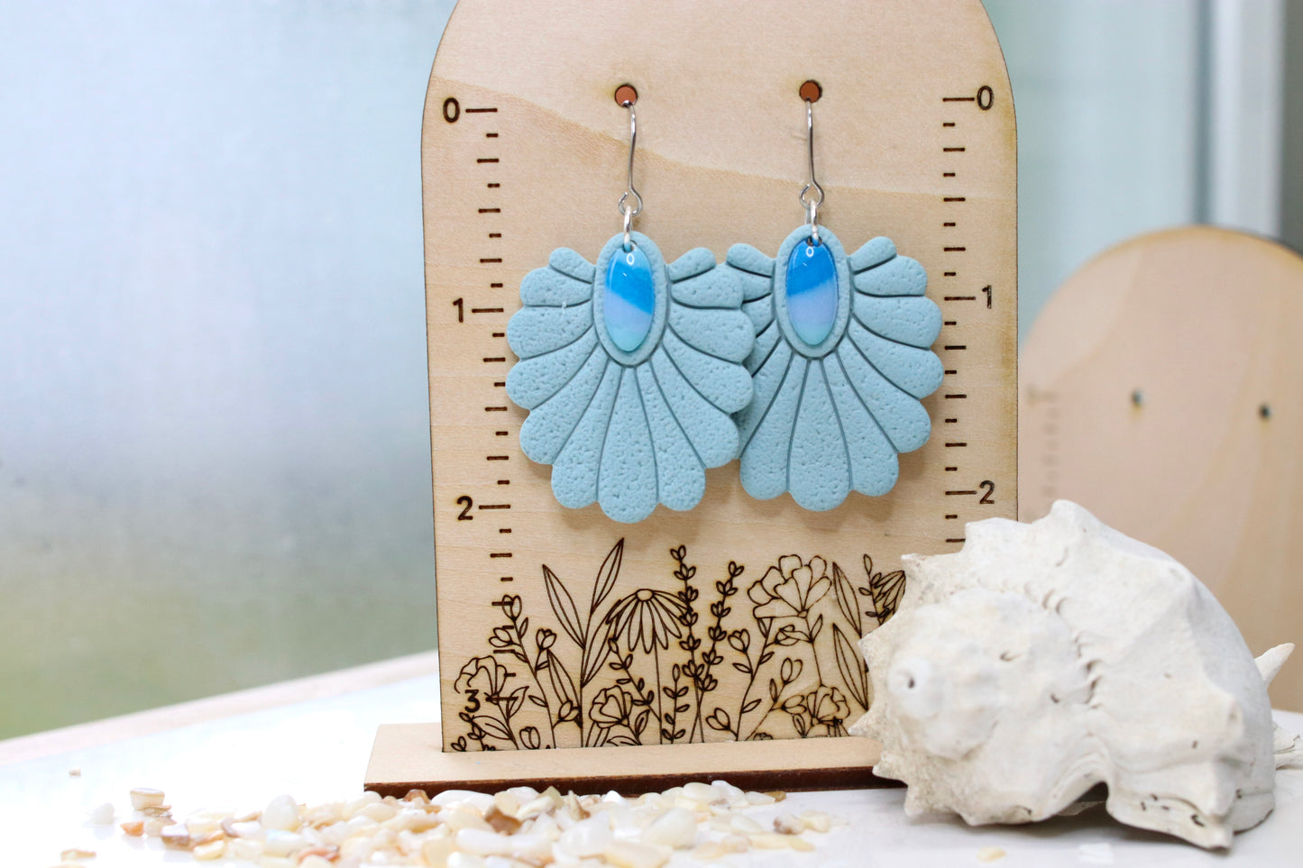 Ocean Stone Scallop Earrings