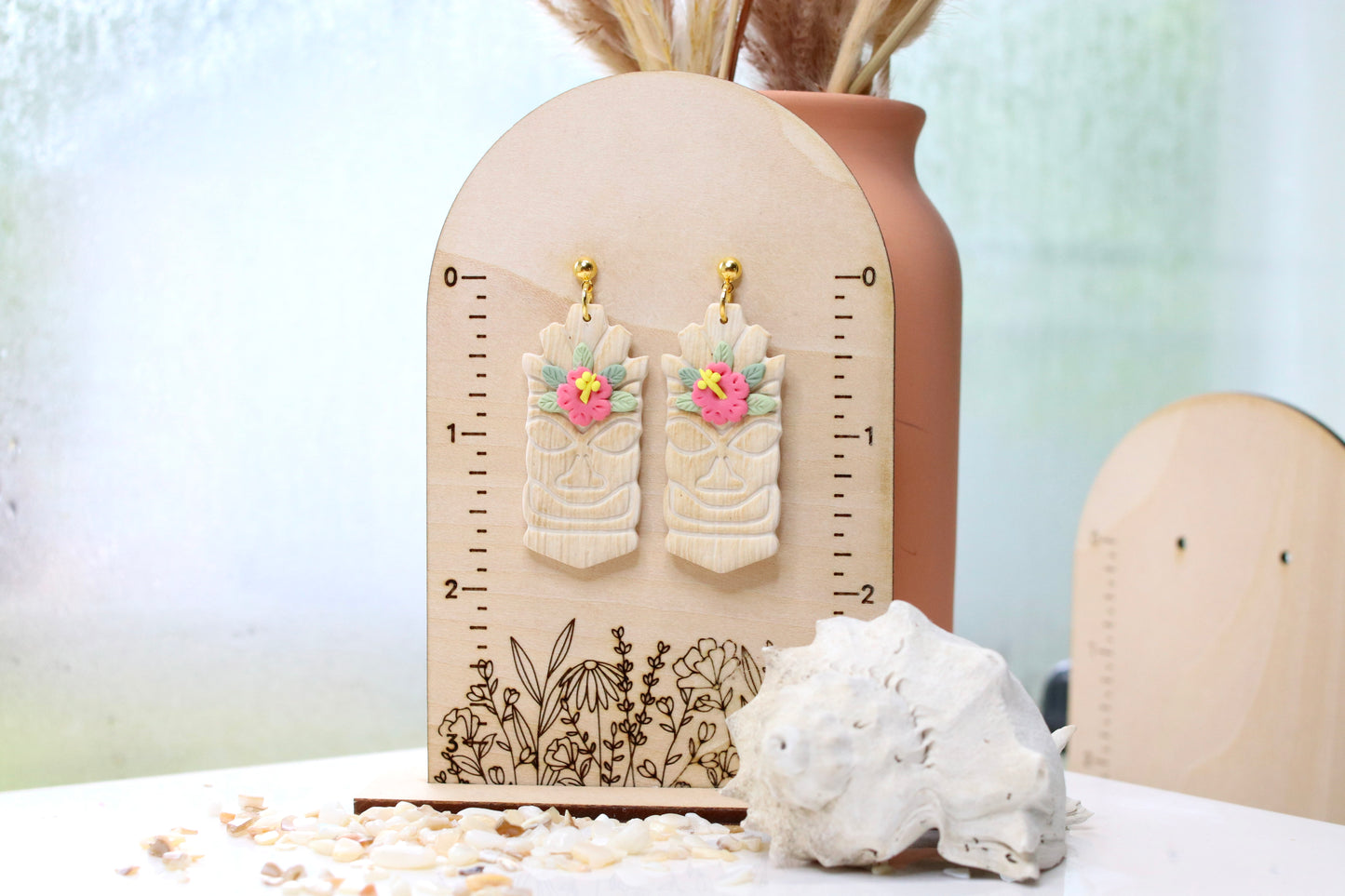 Tiki Head Earrings