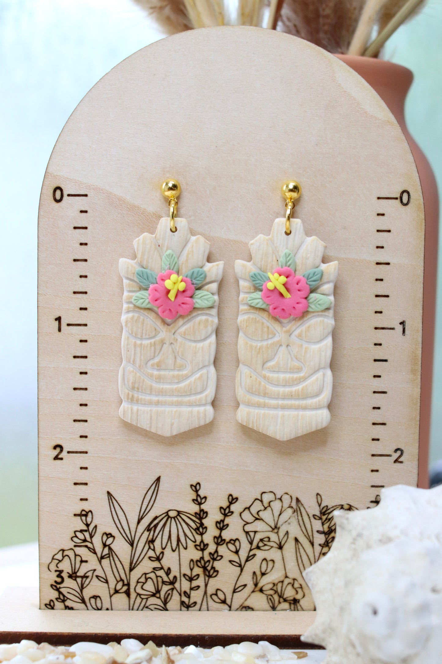 Tiki Head Earrings