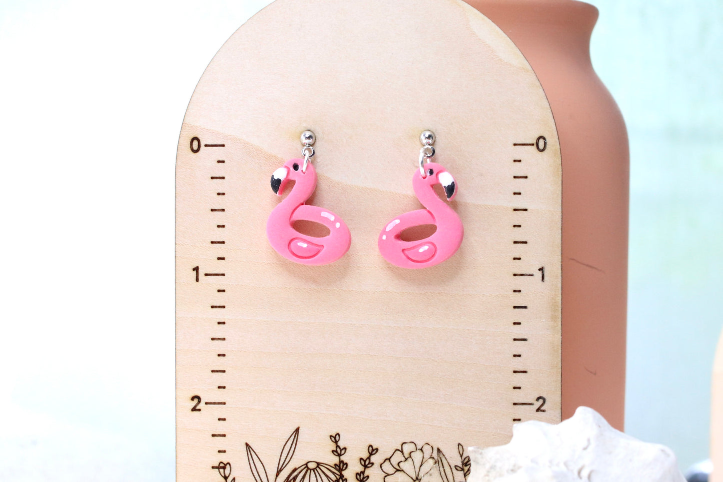 Flamingo Pool Float Earrings Small