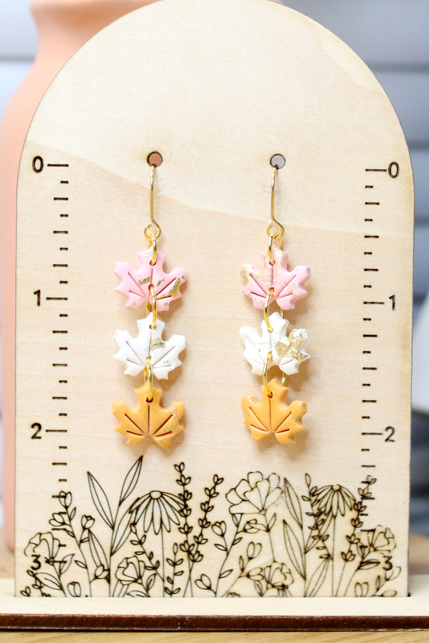 Pink Fall Leaf Dangles (Small)