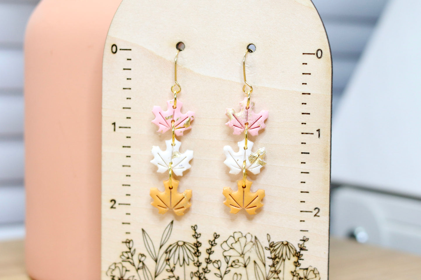 Pink Fall Leaf Dangles (Small)