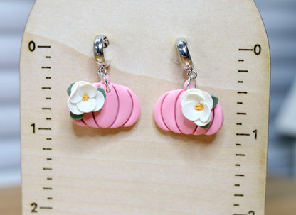 Pink Floral Pumpkin Earrings