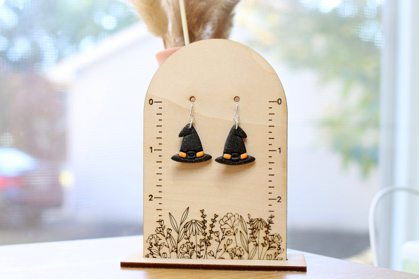 Glitzy Witch Hat Earrings